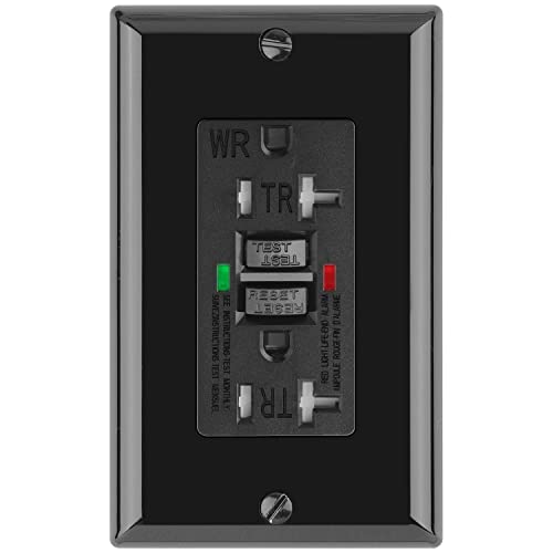 ANKO GFCI Outlet 20 Amp, Tamper-Resistant, Weather Resistant Receptacle Indoor or Outdoor Use, 2 LED Indicator with Decor Wall Plates and Screws, Black