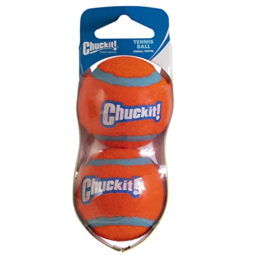 Chuckit! Dog Tennis Ball Dog Toy, Small (2 Inch Diameter) for dogs 0-20 lbs, Shrink Wrap Pack of 2