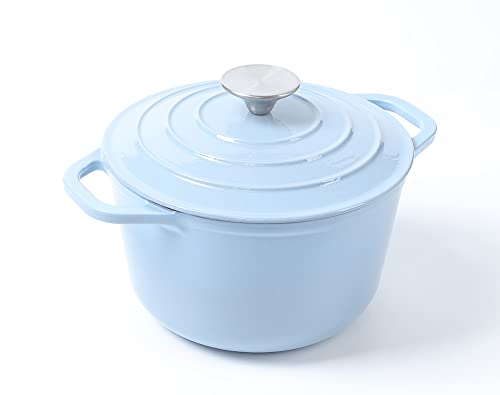 HAWOK Enameled Cast Iron 3-Quart Dutch Oven Blue