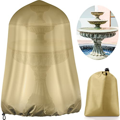 36 x42 Garden Fountain Covers for Winter 600D Oxford Waterproof Cover Outdoor Fountain Covers Waterproof Outdoor Statue Covers for Indoor Furniture Outdoor Garden Fountain Statue (Beige)