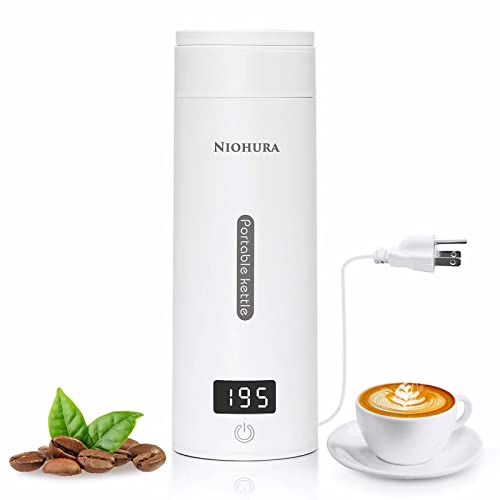 Portable Electric Kettle Small Mini Coffee Tea Kettle, Personal Fast Water Boiler with 4 Variable Presets Temperature, 304 Stainless Steel with Auto Shut-Off & Boil Dry Protection, BPA Free (White)