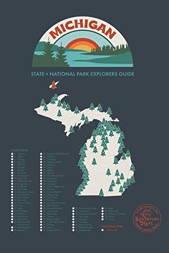 Michigan State Parks Bucket List Poster, Gorgeous Map of Michigan Featuring State and National Parks, Great Travel Gift, Michigan Map, 12x18, Michigan Pushpin Map, Christmas Gifts for Men