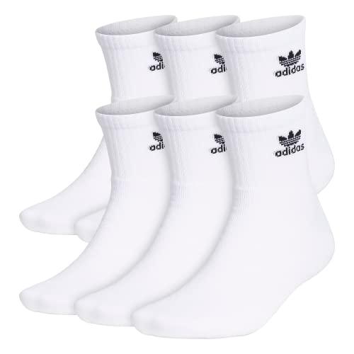 adidas Originals Trefoil Quarter Socks (6-Pair), White, Large