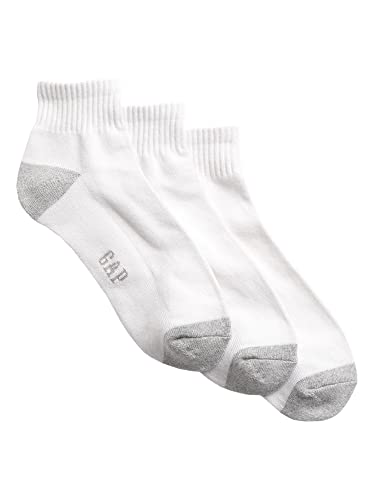 GAP mens Quarter Crew Socks, Optic White, One Size US