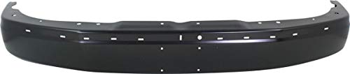 Evan-Fischer Front Bumper Compatible with 2003-2014 Chevrolet Express 1500 / GMC Savana 1500 Face Bar Painted Black Steel