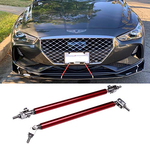 Rich Choices Adjustable 10"-13" Front Bumper Lip Splitter Diffuser Strut Rod Tie Bars Fit Most Vehicles,Red