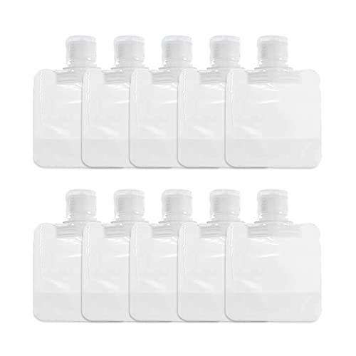 Casetic Portable Fluid Packing Bags 10 PCS, 2022 New Travel Size Refillable Empty Squeeze Pouch, Premium Clear Travel Pouches for Toiletry, Lotion Shampoo Shower Gel Squeezable Bags (30ml)