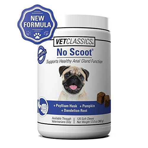 Vet Classics No Scoot Dog Supplements for Healthy Anal Gland Function  Support Normal Bowel Functions, Anal Glands  Increases Daily Fiber Intake for Dogs  120 Soft Chews