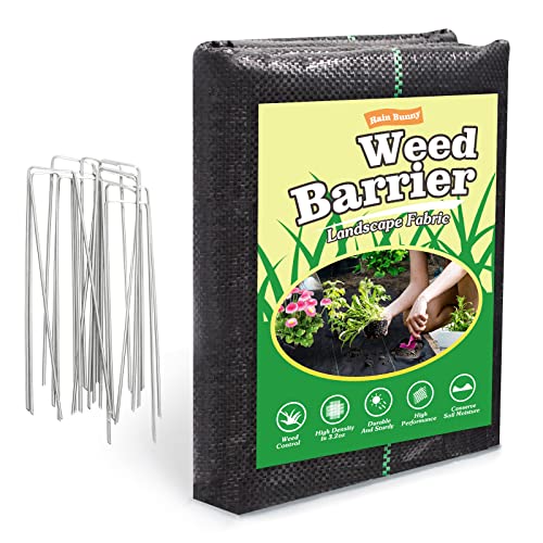 3ft x 50ft Weed Barrier Landscape Fabric Heavy Duty,Durable Ultra Thick Weed Blocker Cover,Garden Fabric Weed Barrier With 20 U-Shaped Securing Pegs For Farming Outdoor Gardening Weed Control Mat