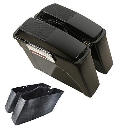 XFMT Vivid Black Hard Saddle Bags Speaker Lid Key Compatible with 1994-2013 Harley Davidson all Touring Models including road glide, road king, ultra, street glide, electra glide.