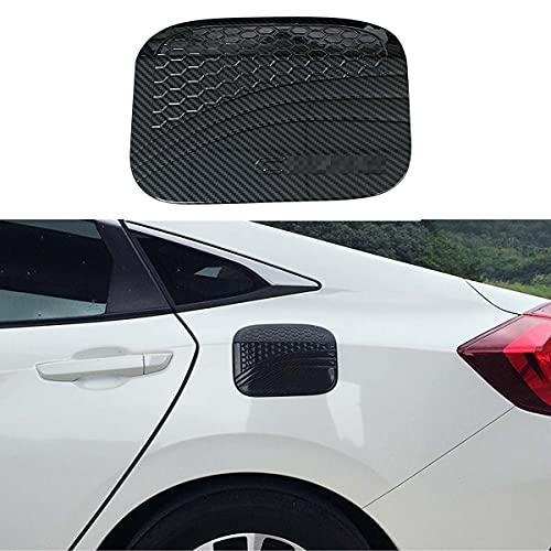 ABS Carbon Fiber Gas Cap Fuel Filler Tank Door Cover Car Exterior Accessories Compatible for Honda 10th Gen Civic 2016 2017 2018 2019 2020 2021(Not for Hatchback)