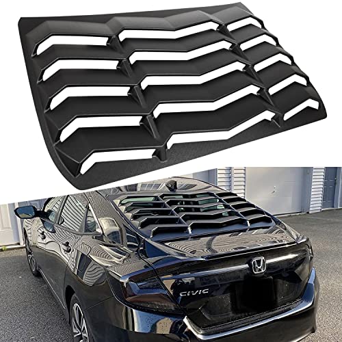 Bonbo Rear Window Louver Fits for Honda Civic Sedan 4 Door 2016-2020 in GT Lambo Style Custom Fit Windshield Sun Shade Cover 10th Gen Civic Racing Style ABS (Matte Black)