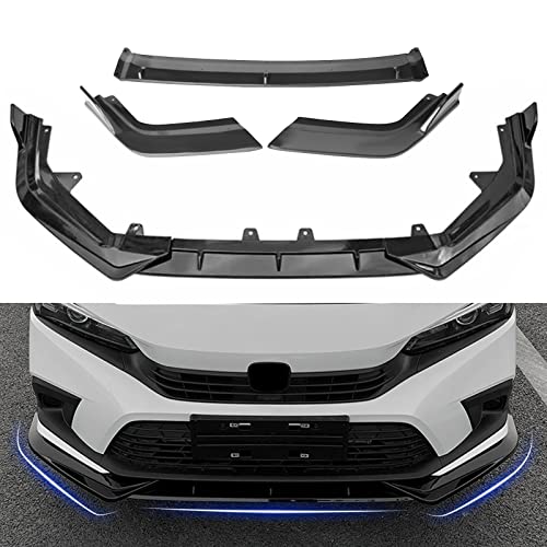 AOMSAZTO 3Pcs Front Lip Compatible with 11th Honda Civic 2022 2023 ABS Front Spoiler Trim Protection Splitter Spoiler Exterior Accessories, Glossy Black