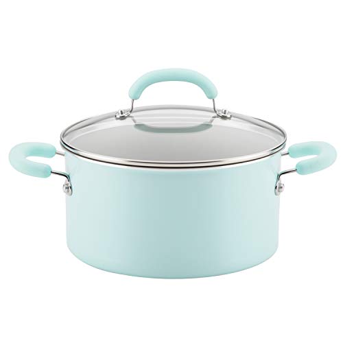 Rachael Ray Create Delicious Nonstick Stock Pot/Stockpot with Lid - 6 Quart, Blue