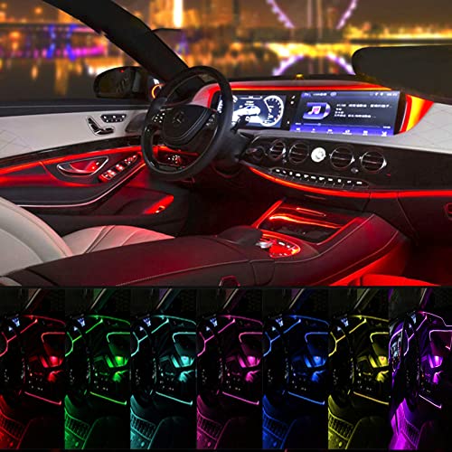EL Wire LED Car Strip Lights, Auto Flexible Neon LED Panel Gap String Strip Light USB Glowing Strobing Electroluminescent Wire Lights for Car DIY Decorations