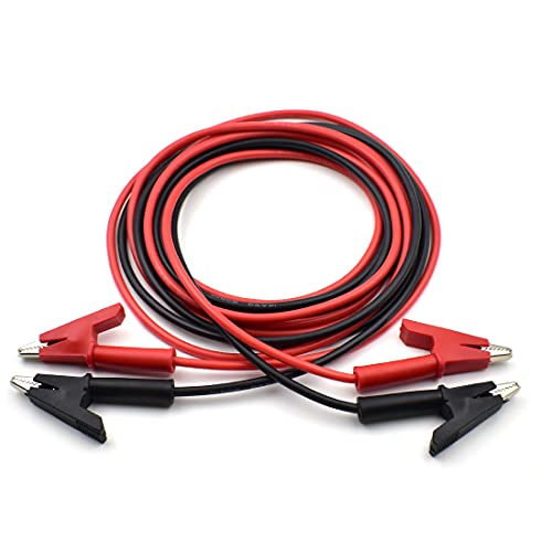 2PCS 14 AWG Alligator Clips Test Leads Dual Ended Crocodile Heavy Duty Wire Cable with Insulators Clips Test Flexible Copper Cable for Electrical Testing 6.6ft / 2m Wire Length