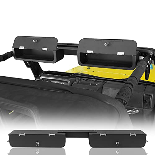 Hooke Road Wrangler Front Seat Overhead Lock Box Interior Console Storage Case for Jeep Wrangler TJ 1997-2006