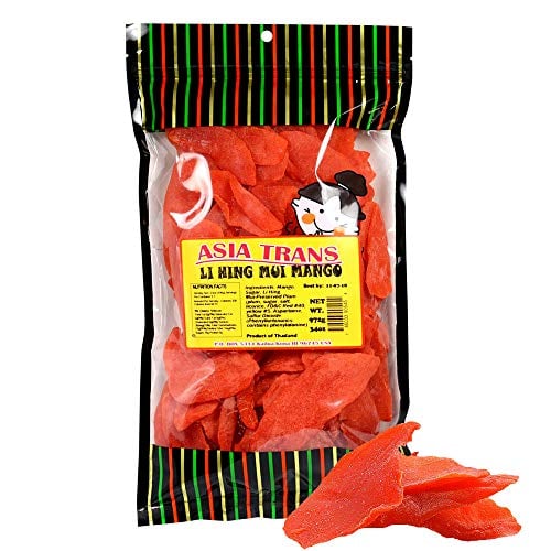 Asia Trans Li Hing Mui Dried Mango | Hawaiian Favorite | Naturally Sweet Dried Fruit Candy with Asian Plum Powder (34 oz)