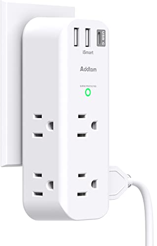 Surge Protector - Outlet Extender with Rotating Plug, Multi Plug Outlets with 6 AC 3 USB Ports (1 USB C), 3-Sided Power Strip with Wall Adapter Charger for Home Travel Office, ETL Listed (1800J)