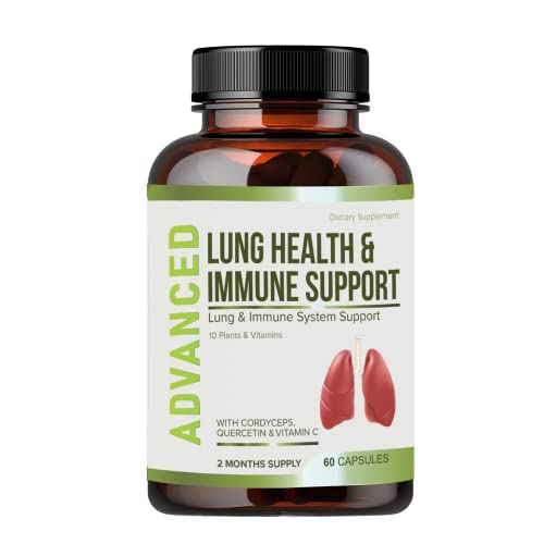 Lung Health & Immune Support Supplement - Lung Cleanse and Detox With Immunity Vitamins For Better Lungs, Immune Defense, Clear Lungs & Deep Breathing Including Quercetin & Cordyceps.Two Months Supply