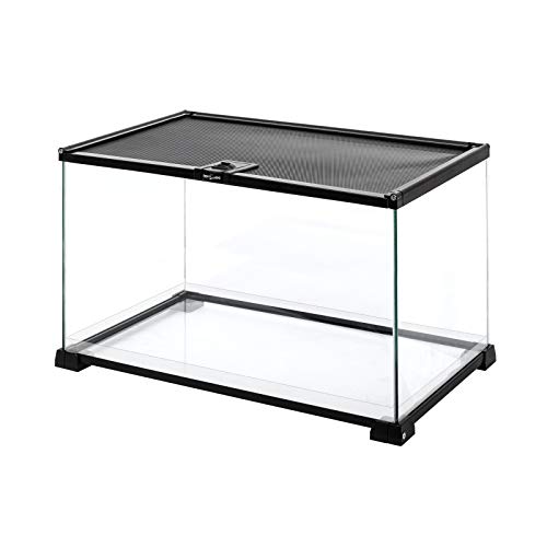 REPTI ZOO Full Glass 15 Gallon Reptile Tank, Medium Reptile Terrarium for Gecko Hermit Crab Hognose Snake etc, Top Screen Ventilation & Feeding