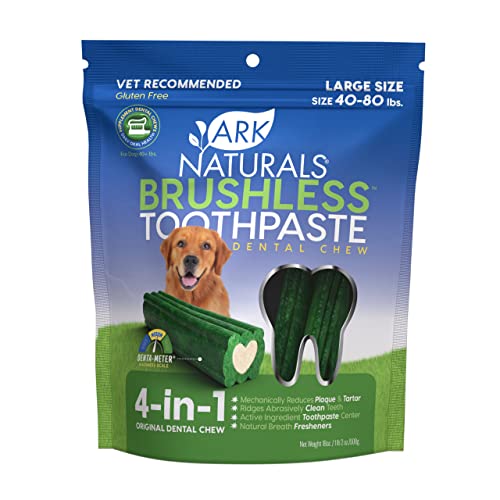 Ark Naturals Brushless Toothpaste, Dog Dental Chews for Large Breeds, Freshens Breath, Helps Reduce Plaque & Tartar, 18oz, 1 Pack