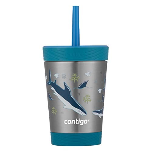Contigo Kids Spill-Proof Stainless Steel 12oz Tumbler with Straw and Thermalock Lid, Gummy with Shark
