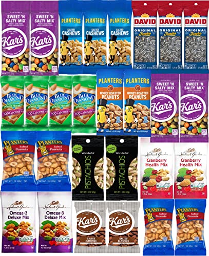 Nuts Snack Packs - Mixed Nuts and Trail Mix Individual Packs - Healthy Snacks Care Package (28 Count)