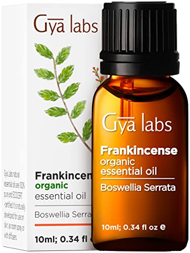 Gya Labs Organic Frankincense Essential Oil for Pain - 100% Natural Therapeutic Grade Pure Organic Frankincense Oil for Skin - Frankincense Essential Oil Organic for Face & Diffuser (0.34 fl oz)