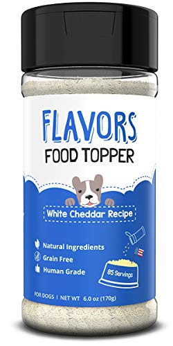 FLAVORS Food Topper for Dogs - White Cheddar Recipe - Natural, Human Grade, Grain Free - Perfect Seasoning, Gravy, Sprinkle and Liquid Treat Mix for Picky Dog or Puppy (White Cheddar, 6 oz)