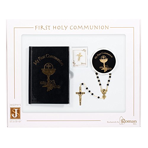 First Holy Communion Boy Missal, Rosary, Box and Lapel Pin 4 Piece Boxed Gift Set