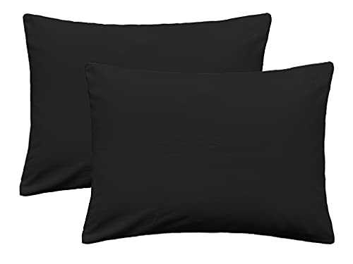 iMaylex Soft 100% Egyptian Cotton Zipper Pillow Case, Cozy and Lightweight Pillowcase, Set of 2, Black, Standard, 20" x 26"