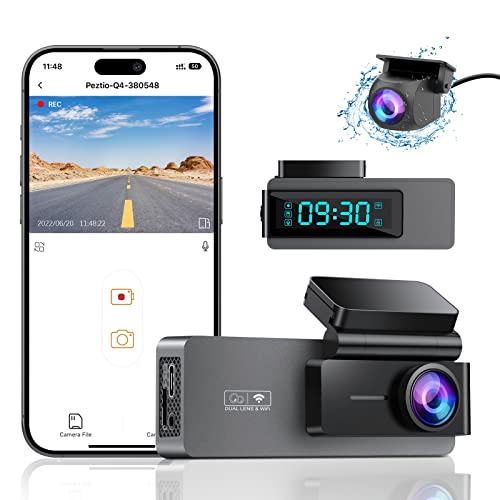 Dual Dash Cam 2K+1080P Front and Rear, Built-in WiFi, 4K Single Front Dash Camera for Cars, Car Camera, Dashcams for Cars with Night Vision, 24 Hours Parking Monitor, Loop Recording, Support 256GB Max