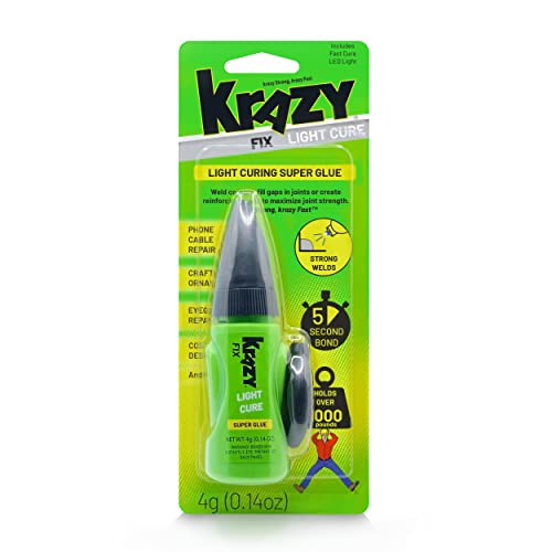 Krazy Fix Light Cure, UV Curing Super Glue with Fast Cure LED Light.14 oz