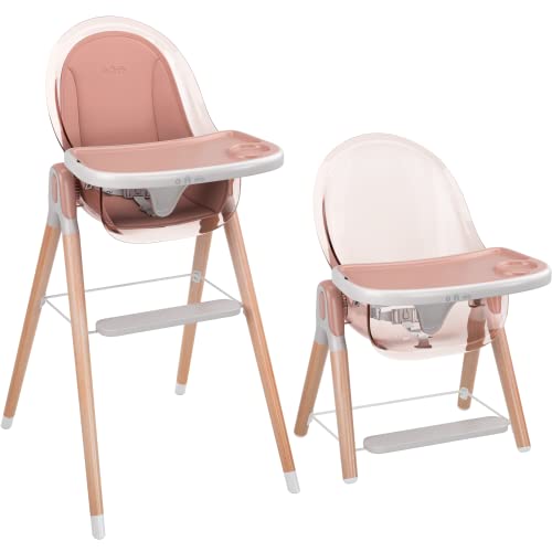 Children Of Design Classic Non-Reclinable 6 in 1 Wooden High Chair with Removable Cushion - Pink