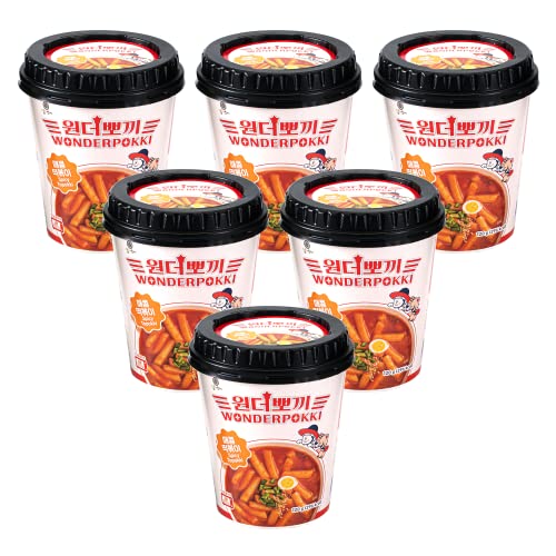MIMI Tteokbokki Sweet & Spicy Authentic Korean Flavor Rice Cake Instant . 120g (4.23oz), Pack of 6. Perfect Snack That Can be Ready in just 2 Minutes.