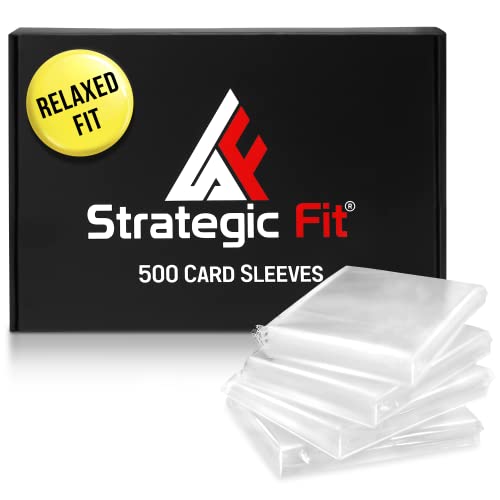 Strategic Fit Premium Relaxed Fit Clear Card Sleeves for Games - 500 Trading Card Sleeves - Standard Size Card Protector Sleeves - Ideal as MTG Card Sleeves - Soft Plastic Card Sleeves for Collectors