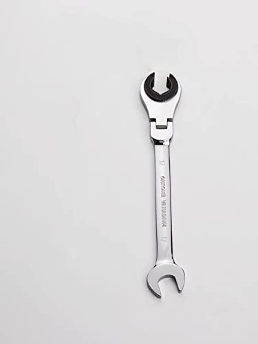 FLZOSPER 17mm Metric Fix Tubing WrenchFlex-Head Gear Wrench, Ratcheting Fix Combination Wrench Spanner