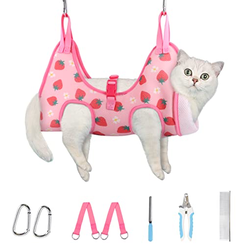 Supet Cat Grooming Hammock Harness for Cats Dogs, Relaxation Cat Nail Clipper Hammock, Cat Hammock for Nail Trimming for Grooming, Dog Grooming Helper for Cat Sling for Nail Trimming