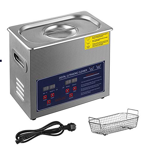 Hihone 3L Ultrasonic Cleaner, Stainless Steel Heated Ultrasound Cleaning Machine Digital Timer Temperature with Basket, Jewelry Glasses Cleaner Solution for Industrial Commercial (3L)