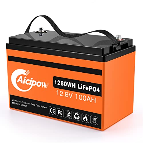 LiFePO4 Deep Cycle Battery 12V 100AH Lithium Battery with Over 4000+ Cycles(10 Year Life) and Built-in 100A BMS, Perfect for RV, Campers, Golf Cart, Marine, Solar Home Storage and Off-Grid Application