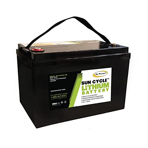 Go Power! 100Ah Lithium (LiFePO4) 12V Deep Cycle Battery  Built-in Safety Features  for RV, Camper, Marine, Vanlife, Overland and Off-Grid Mobile Applications