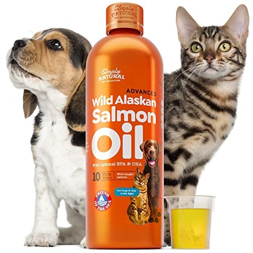  * Salmon Oil for Dogs and Cats, Wild Alaskan Salmon Oil for Dogs Skin, Coat and Joint, Omega 3 Fish Oil, Dogs and Cats Immune System Support, Epa and Dha, 300 ml Dog Shedding Supplement