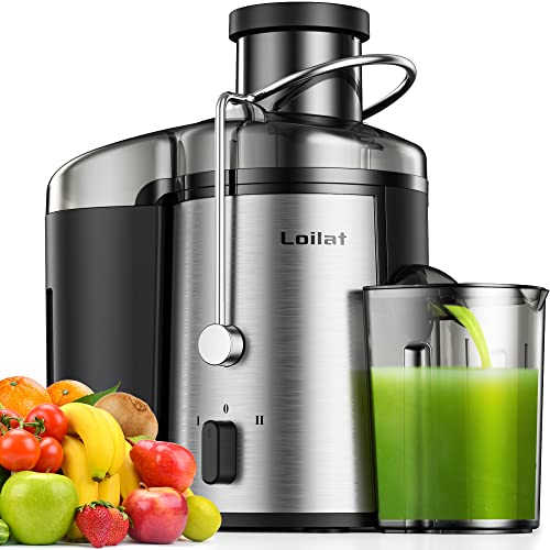 Juicer Machine, 500W Juicer with 3 Big Mouth for Whole Fruits and Veg, Centrifugal Juice Extractor with 3-Speed Setting, Easy to Clean, Stainless Steel, BPA Free