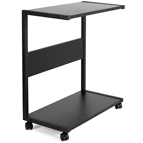 VIVO Mobile PC Cart with Storage, 2-Tier Shelf CPU Holder, Fits Oversized Gaming PCs, Printers, Gaming Systems, and More, Computer Tower Floor Stand with Wheels, Black, CART-PC03