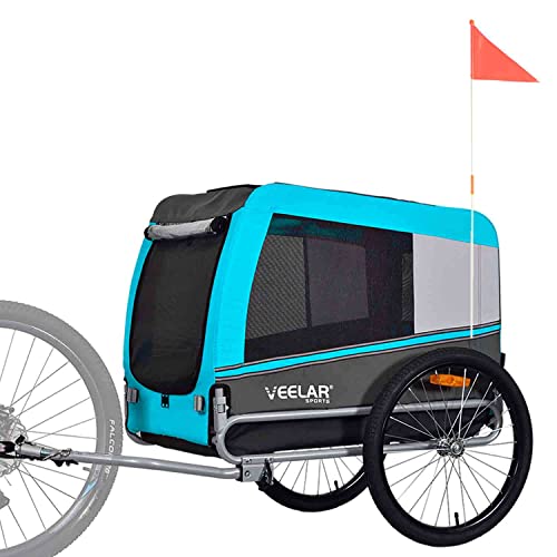 Veelar Pet Bike Trailer Bicycle Trailer for Small,Medium or Large Dogs, Dog Bicycle Carrier (Large, Blue)