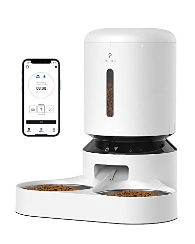 PETLIBRO Automatic Cat Feeder, 5G WiFi Pet Feeder with APP Control for Pet Dry Food, Low Food & Blockage Sensor, 1-10 Meals Per Day, Up to 10s Meal Call for Cats and Dogs Dual Tray