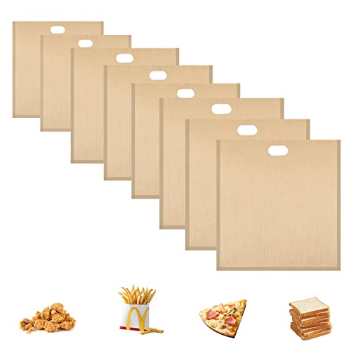 8 Pack Toaster Bags S/M/L 3 Different Size Nonstick Reusable Easy to Clean for Grilled Cheese Sandwiches Toast Bread Snacks