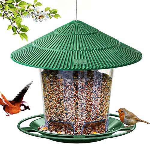 Hanizi Wild Bird Feeders for Outside, Hanging Bird Feeder Squirrel Proof, Outdoor Birds Feeders Wild Bird Seed, Garden Yard Decoration (Green)