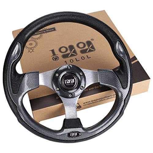 10L0L Golf Cart Steering Wheel, Universal Design Fit EZGO RXV & TXT, Club Car DS, Club Car Precedent Tempo, Yamaha, Most Golf Cart (Style1 Gray)